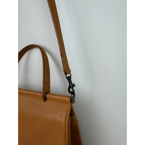 Vintage COACH Handbag Tan Leather Inner Pocket Magnetic Top Handle Crossbody Bag - Picture 7 of 15